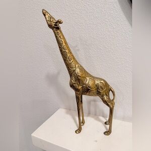 Vintage Brass Giraffe Figurine | Mid Century‎ Modern Animal Decor